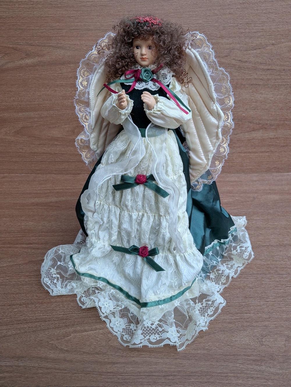 Vintage 1993 Victorian Christmas Angel Tree Topper Porcelain 15”